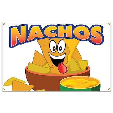 Signmission Nachos Banner Heavy Duty 13 Oz Vinyl with Grommets Single Sided B-60 Nachos
